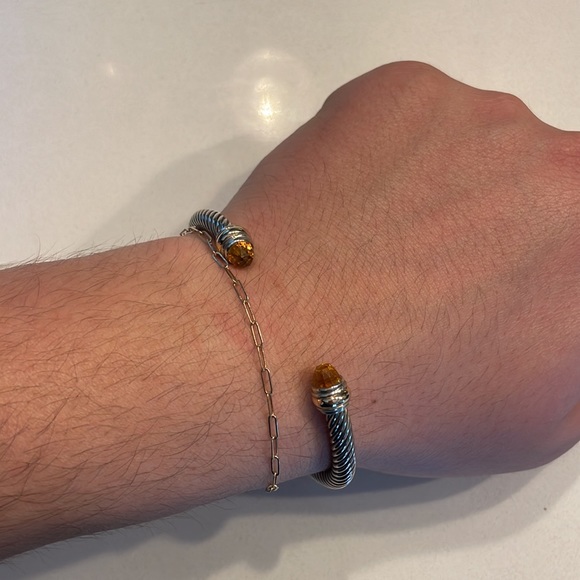 David Yurman Cable Bracelet in Sterling Silver with Citrine and 14K Yellow Gold - Picture 2 of 3